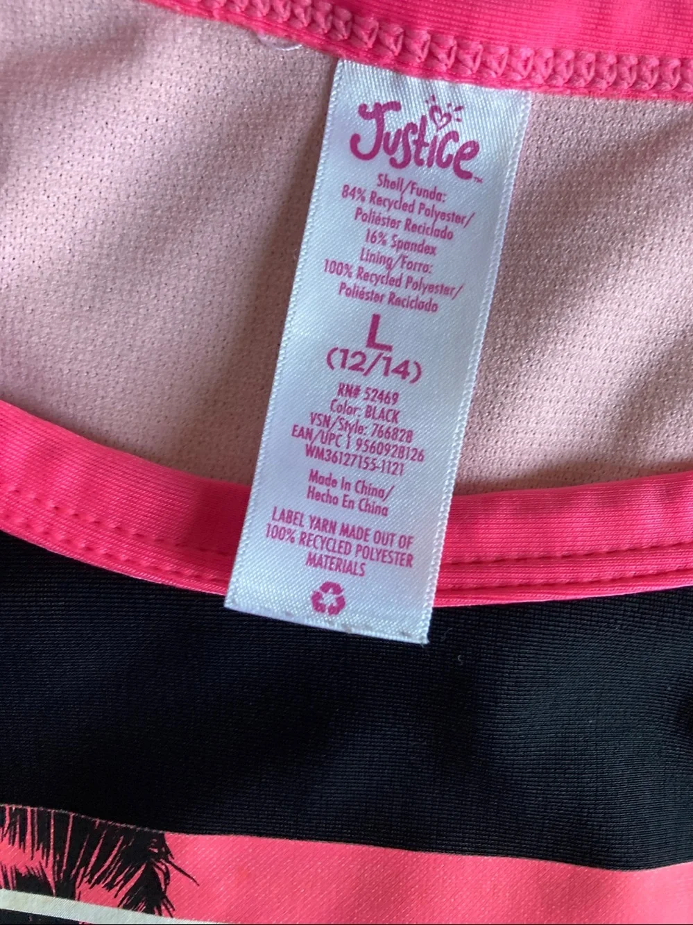 Girls Justice Rash guard swimsuit size L 10/12